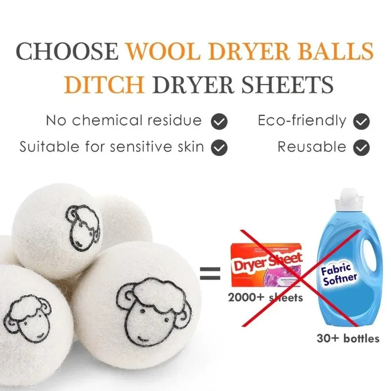 Natural Wool Dryer Balls - Set of 6